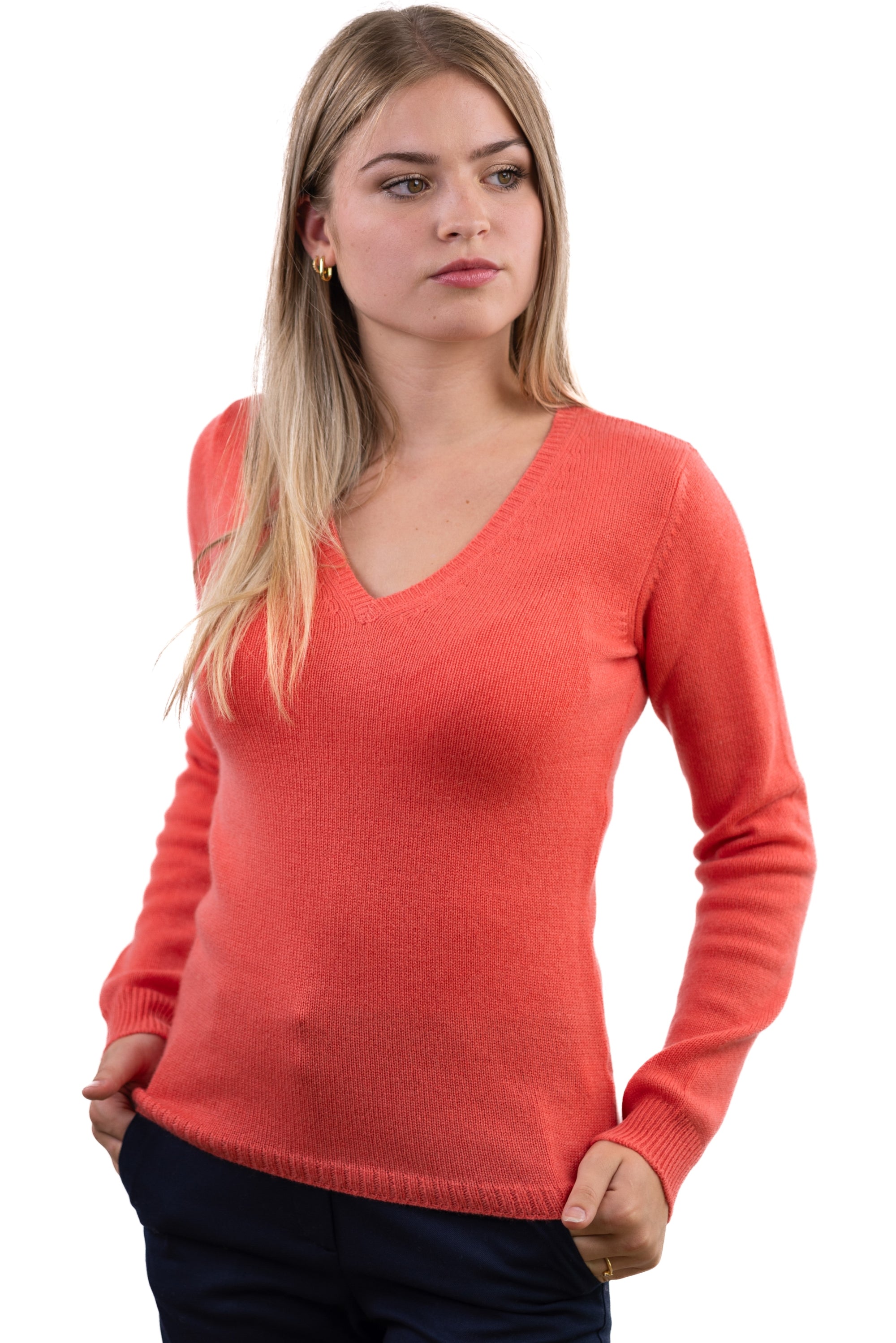 Erine 4F aus Kaschmir für Damen - Leuchtendes Koralle - Mahogany