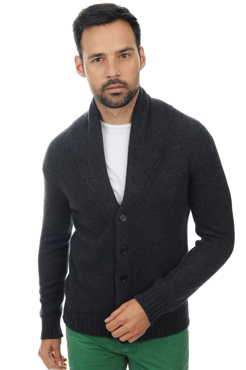 Jovan Kaschmirpullover Herren - meliertes Anthrazit - Mahogany