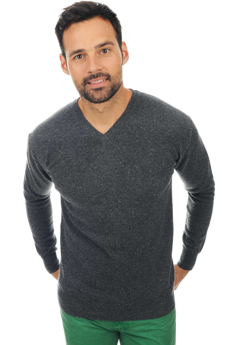 Kaschmirpullover, 100 % Kaschmir, Herren, V-Ausschnitt, schmal geschnitten, lange Ärmel, normal / 2- und 4-fädig, normales Strickgewebe, Mahogany