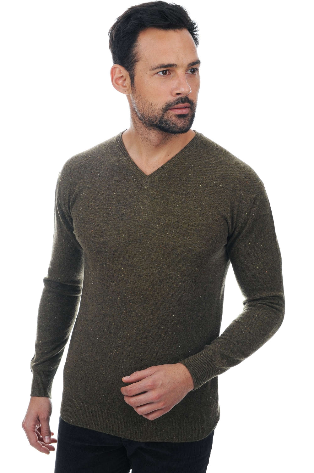 Maddox Kaschmirpullover Herren - Militärgrün - Mahogany
