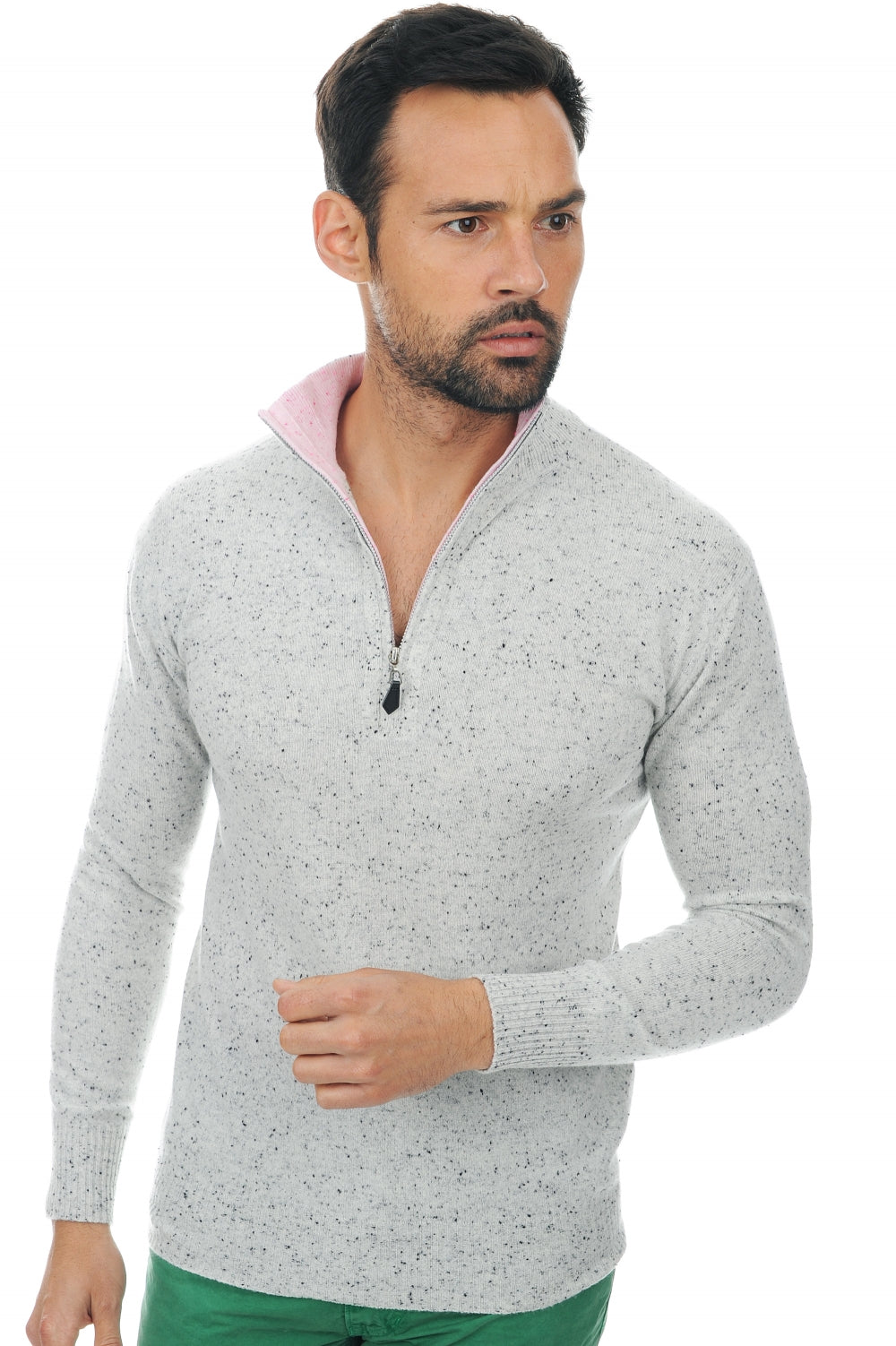 Henri Kaschmirpullover Herren - flanell gesprenkelt-hellrosa - Mahogany