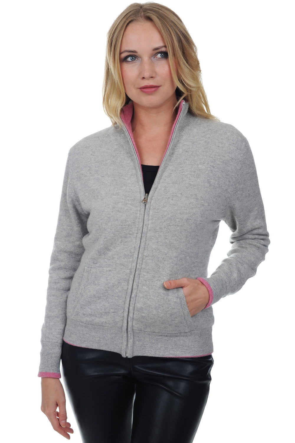 Akemi Kaschmirpullover Damen - Flanell Chiné-Bubble Gum - Mahogany