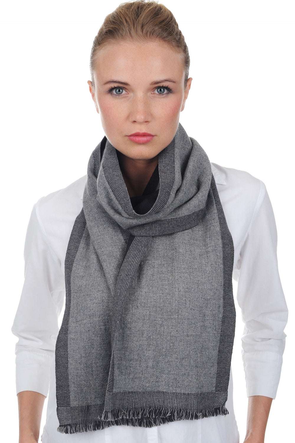 Tonnerre aus Kaschmir unisex - meliertes Grau-Anthrazit - Mahogany