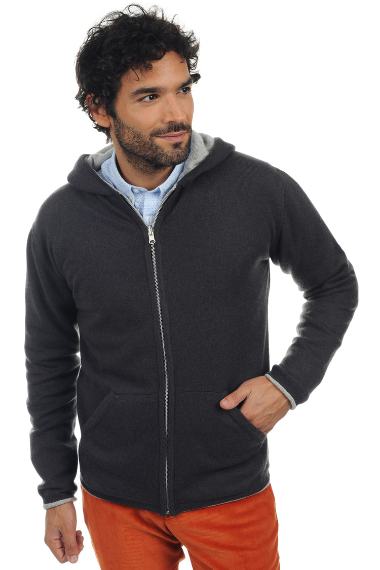 Sweatshirt aus Kaschmir, 100 % Kaschmir, Herren, Kapuze, Reißverschluss, gerade Passform, lange Ärmel, normal / 2 und 4 Fäden, normaler Strick, Mahogany