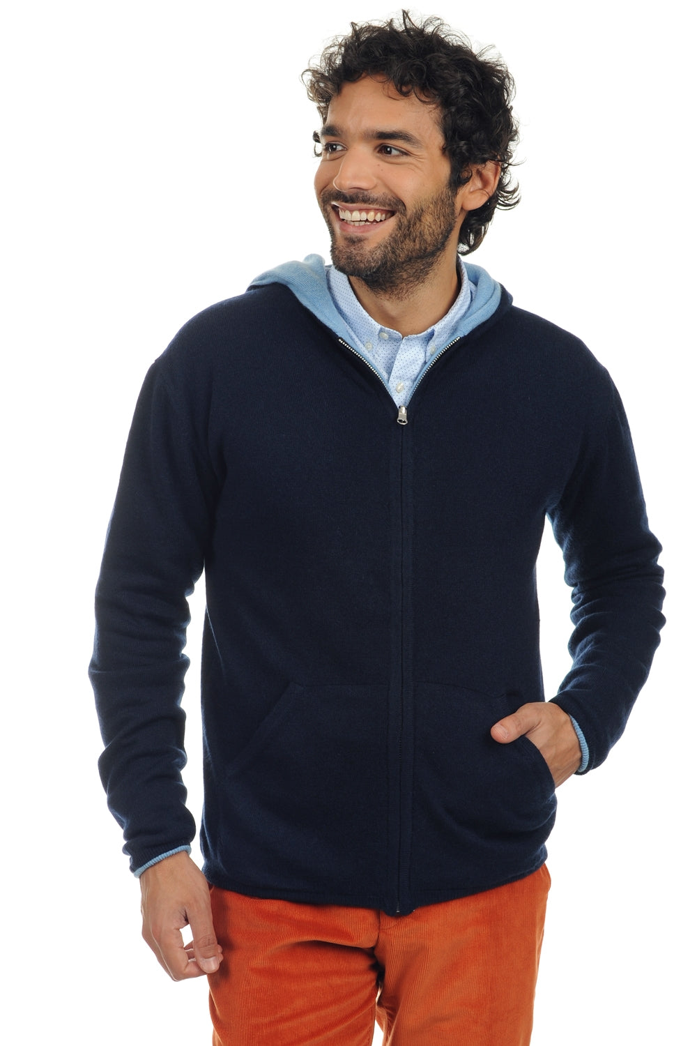 Carson aus Kaschmir für Herren - marine foncé-bleu azur chiné - Mahogany