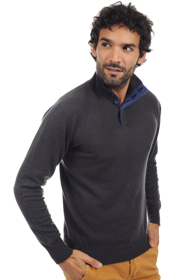 Kaschmirpullover, 100 % Kaschmir, Herren, Truckerkragen, Knopfverschluss, gerader Schnitt, lange Ärmel, normal / 2 und 4 Fäden, normales Strickgewebe, Mahogany