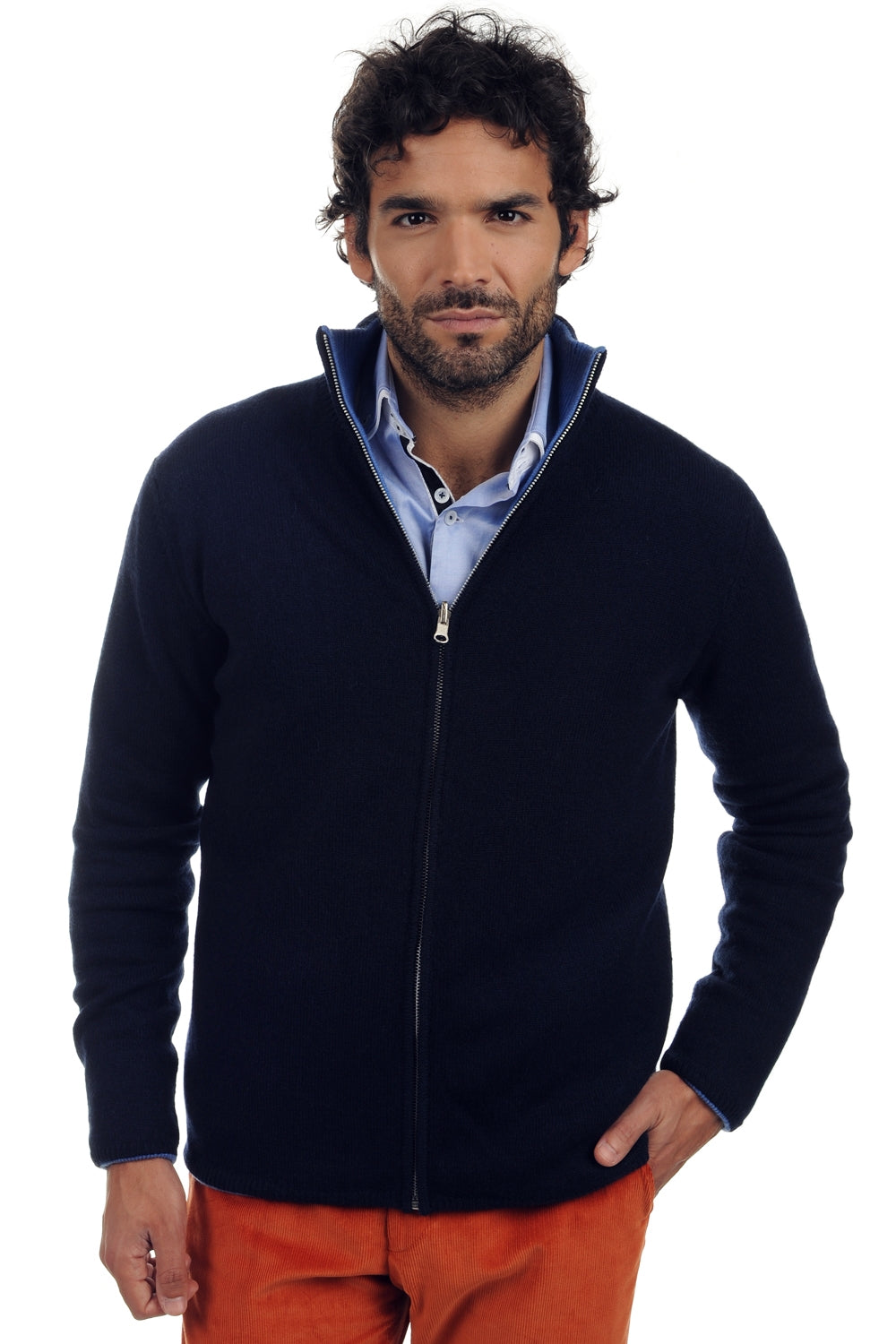 Vincent Kaschmir- und Yakpullover Herren - nachtblau-blau meliert - Mahogany
