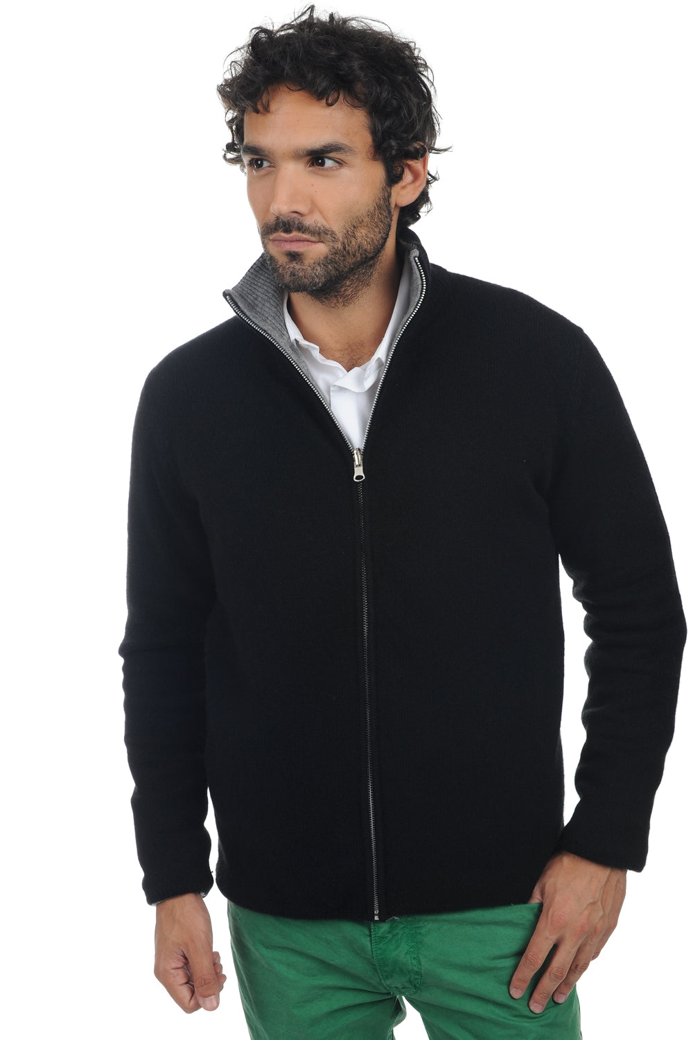 Vincent Kaschmir- und Yakpullover Herren - schwarz-grau meliert - Mahogany
