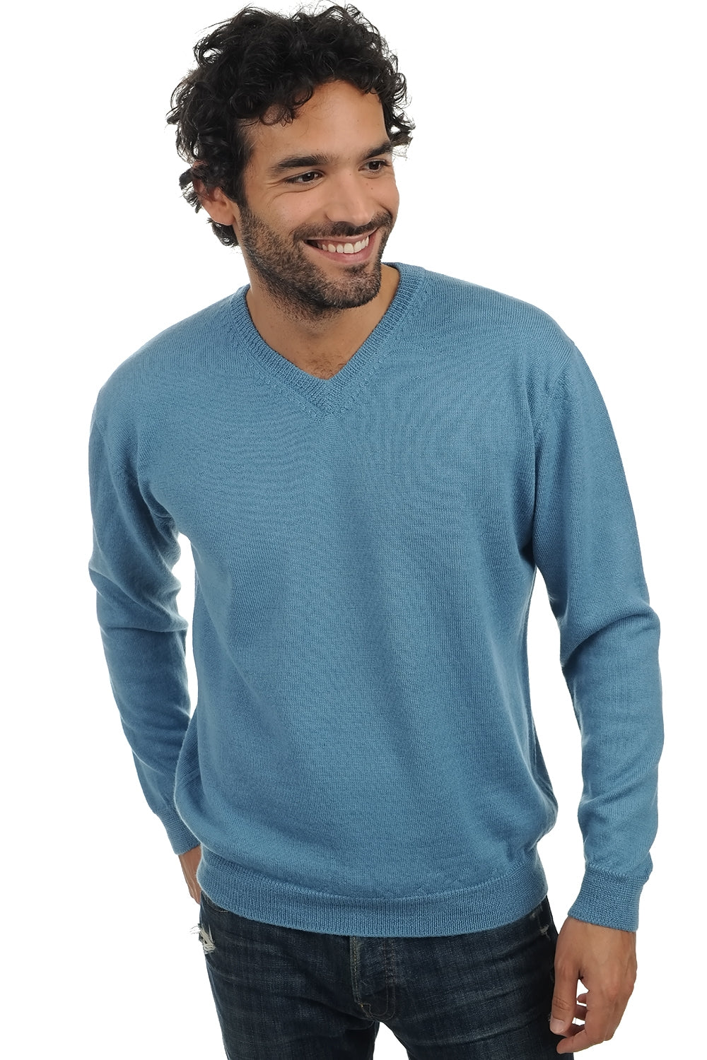 Gaspard-Alpaga aus Baby-Alpaka für Herren - baltisches Blau - Mahogany