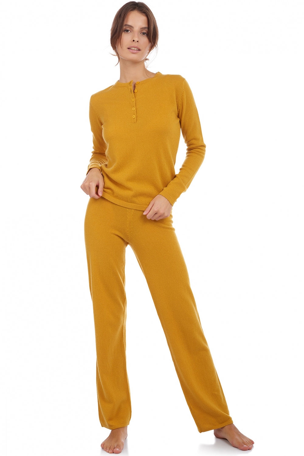 Loan aus Kaschmir für Damen - Senf - Mahogany