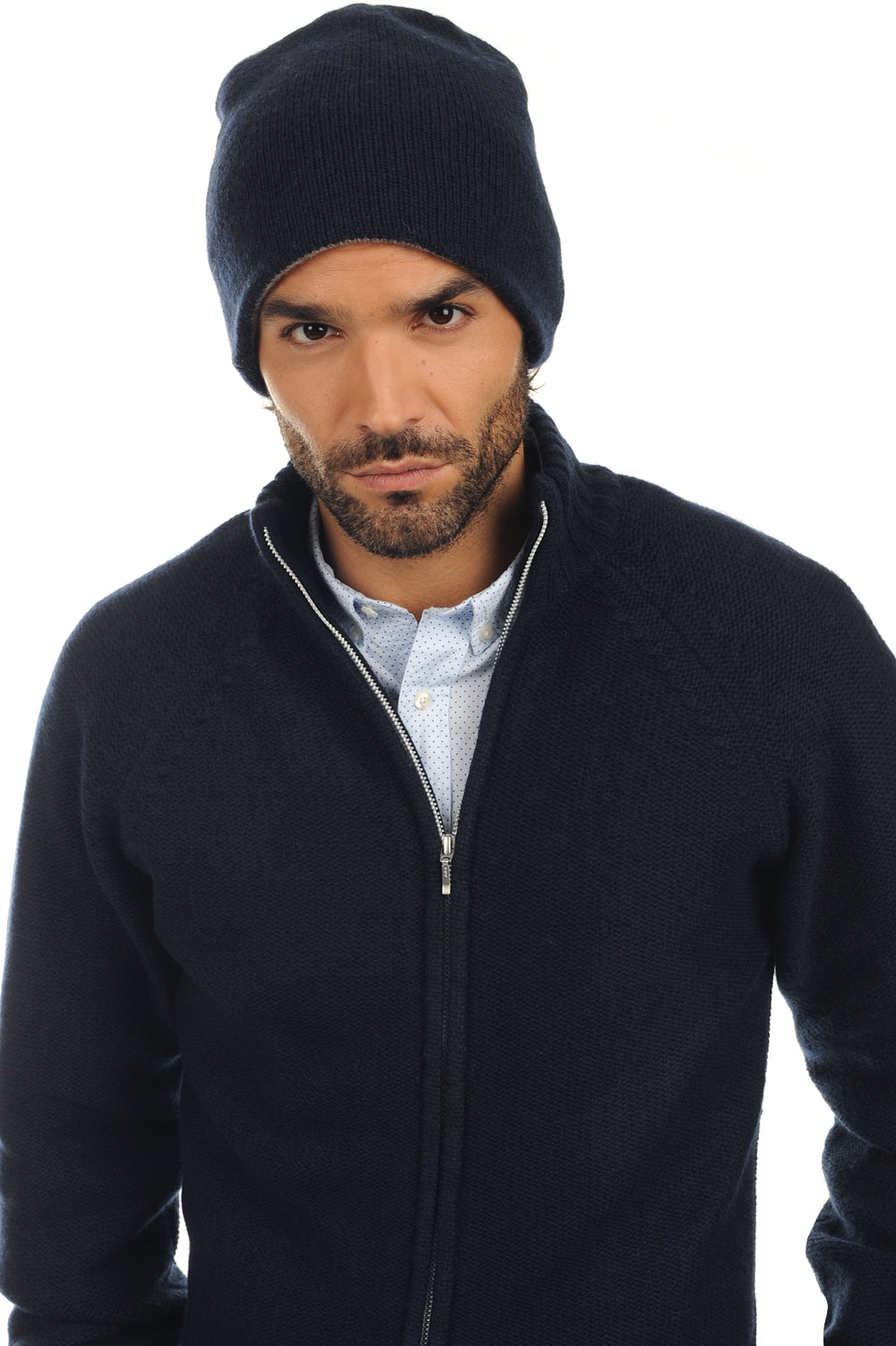 Aiden aus Kaschmir für Herren – dunkelmarineblau-Flanell meliert – Mahogany