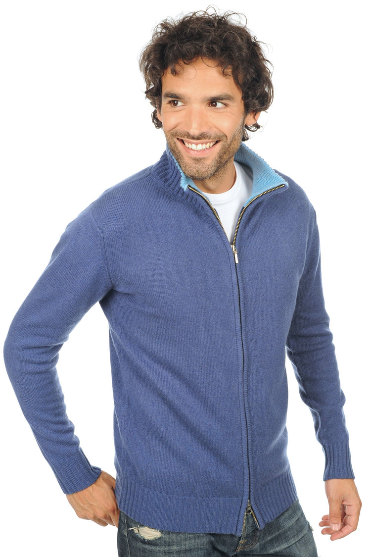 Strickjacke aus Kaschmir, 100 % Kaschmir, Herren, Stehkragen / Rollkragen, Reißverschluss, gerade Schnittform, lange Ärmel, fein, , Mahogany