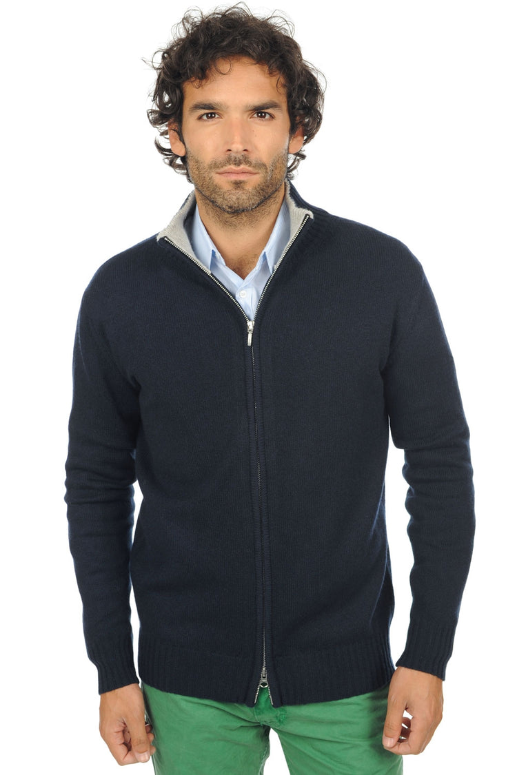 Maxime aus Kaschmir für Herren - dunkelmarineblau-meliertes Flanell - Mahogany