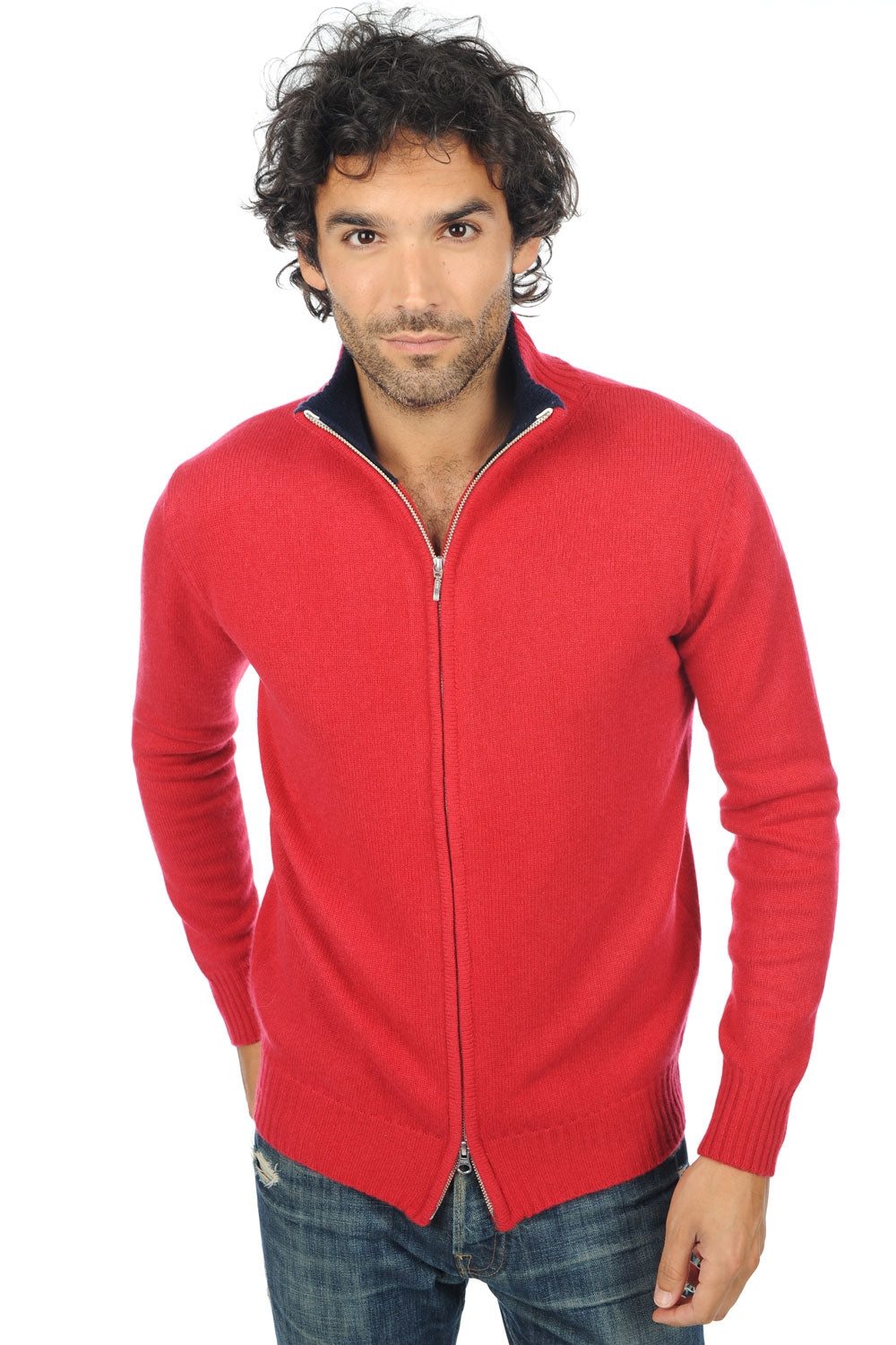 Maxime aus Kaschmir für Herren - samtrot-dunkelmarineblau - Mahogany