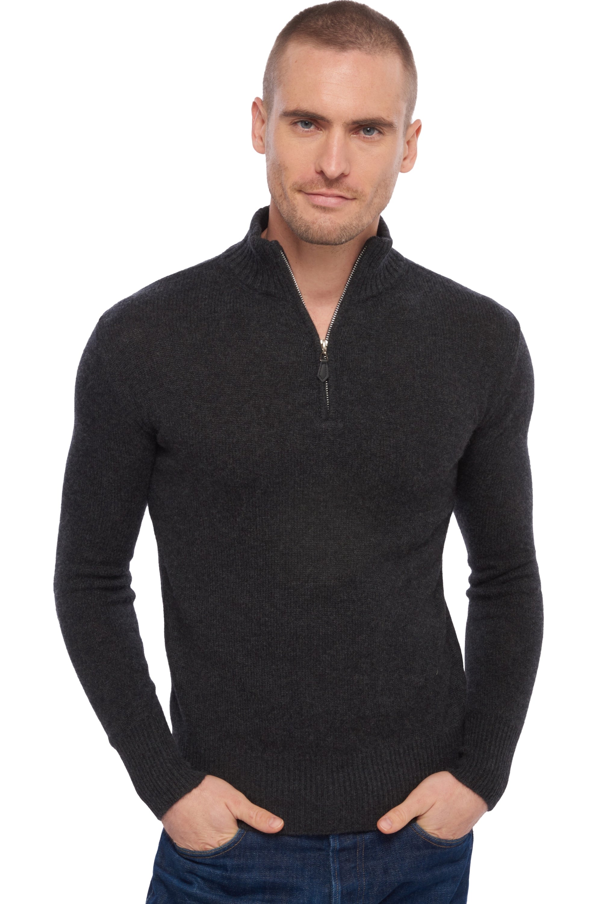 Donovan Kaschmirpullover Herren - Meliertes Anthrazit - Mahogany