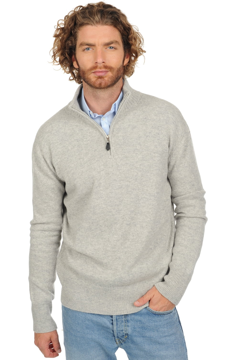 Donovan Kaschmirpullover Herren - Meliertes Flanellgrau - Mahogany