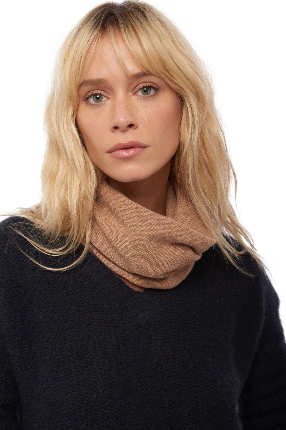 Fraise Kaschmirpullover Damen - meliertes Kamel - Mahogany