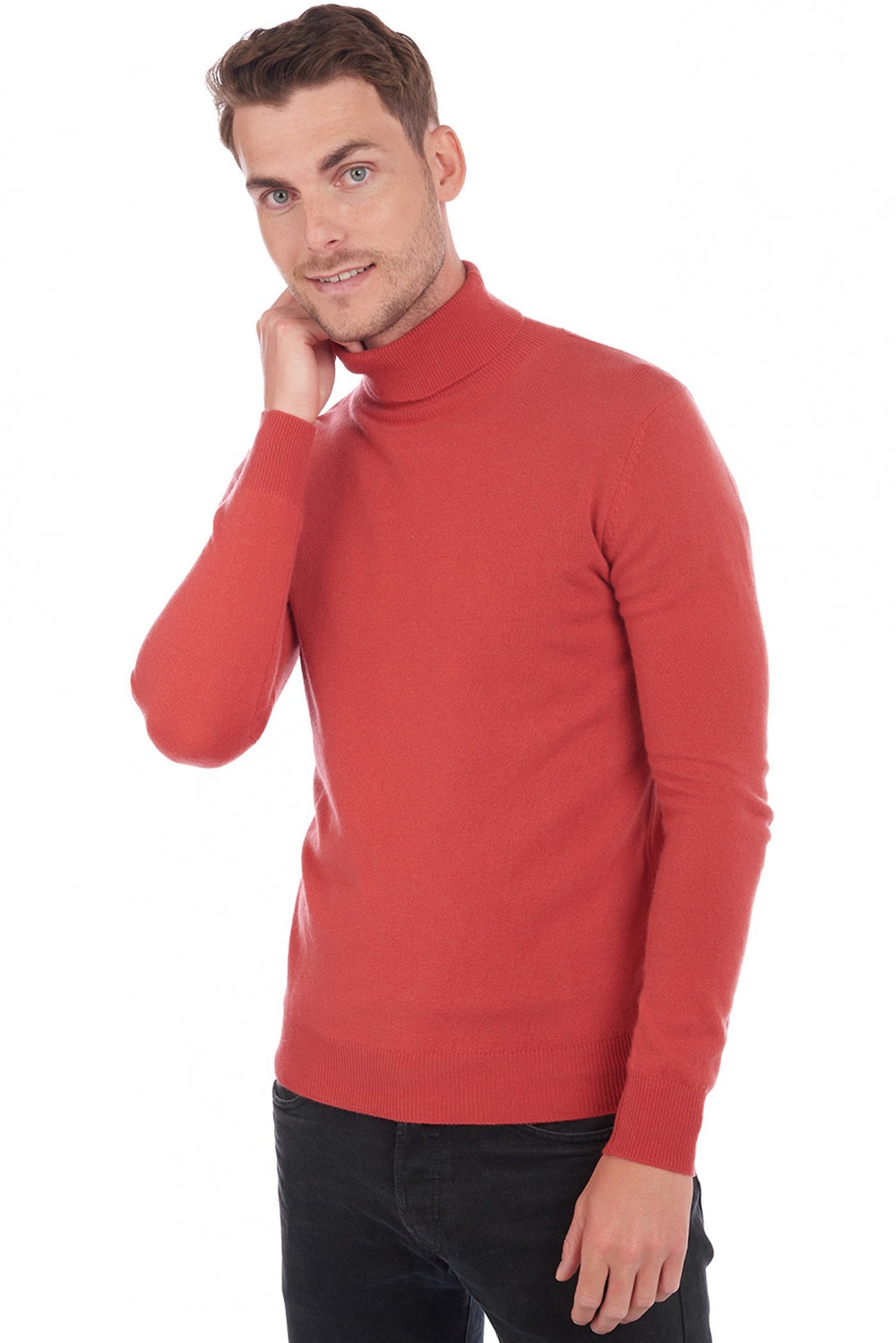 Tarry aus Kaschmir für Herren - quite coral - Mahogany