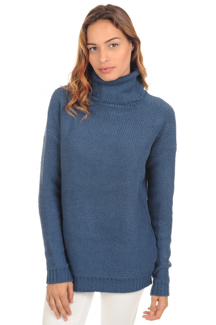 Pullover aus Yak, 100 % Yak, Damen, Rollkragen, Oversize-Schnitt, lange Ärmel, grobe Strickart / 6 Fäden und mehr, normales Strickgewebe, Mahogany