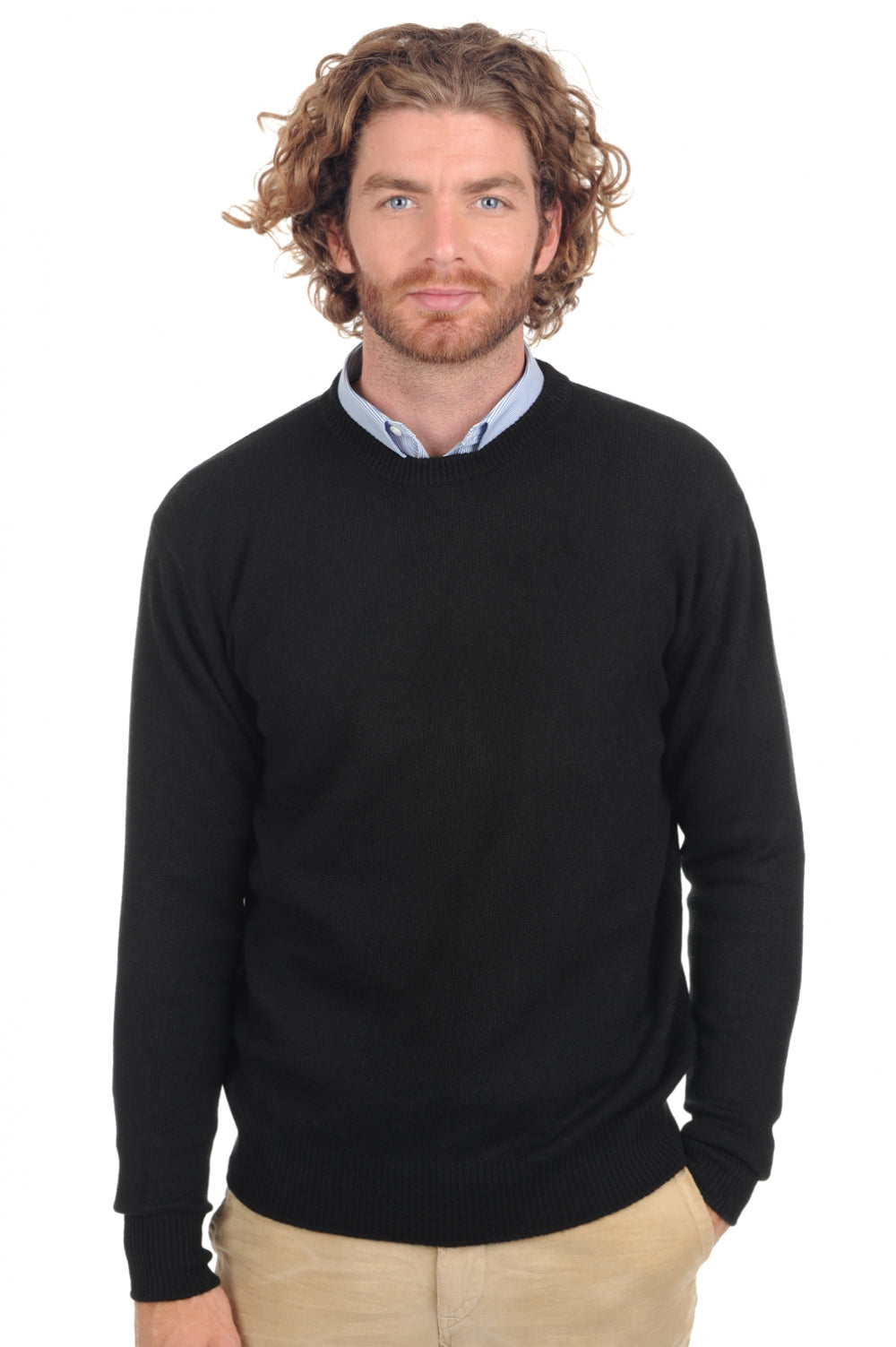 Pullover aus Kaschmir, 100 % Kaschmir, Herren, Rundhalsausschnitt, gerade Schnittform, lange Ärmel, fein, , Mahogany