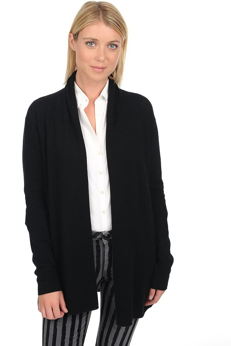 Jacke aus Kaschmir, 100 % Kaschmir, Damen, ohne Kragen, gerader Schnitt, lange Ärmel, fein, , Mahogany