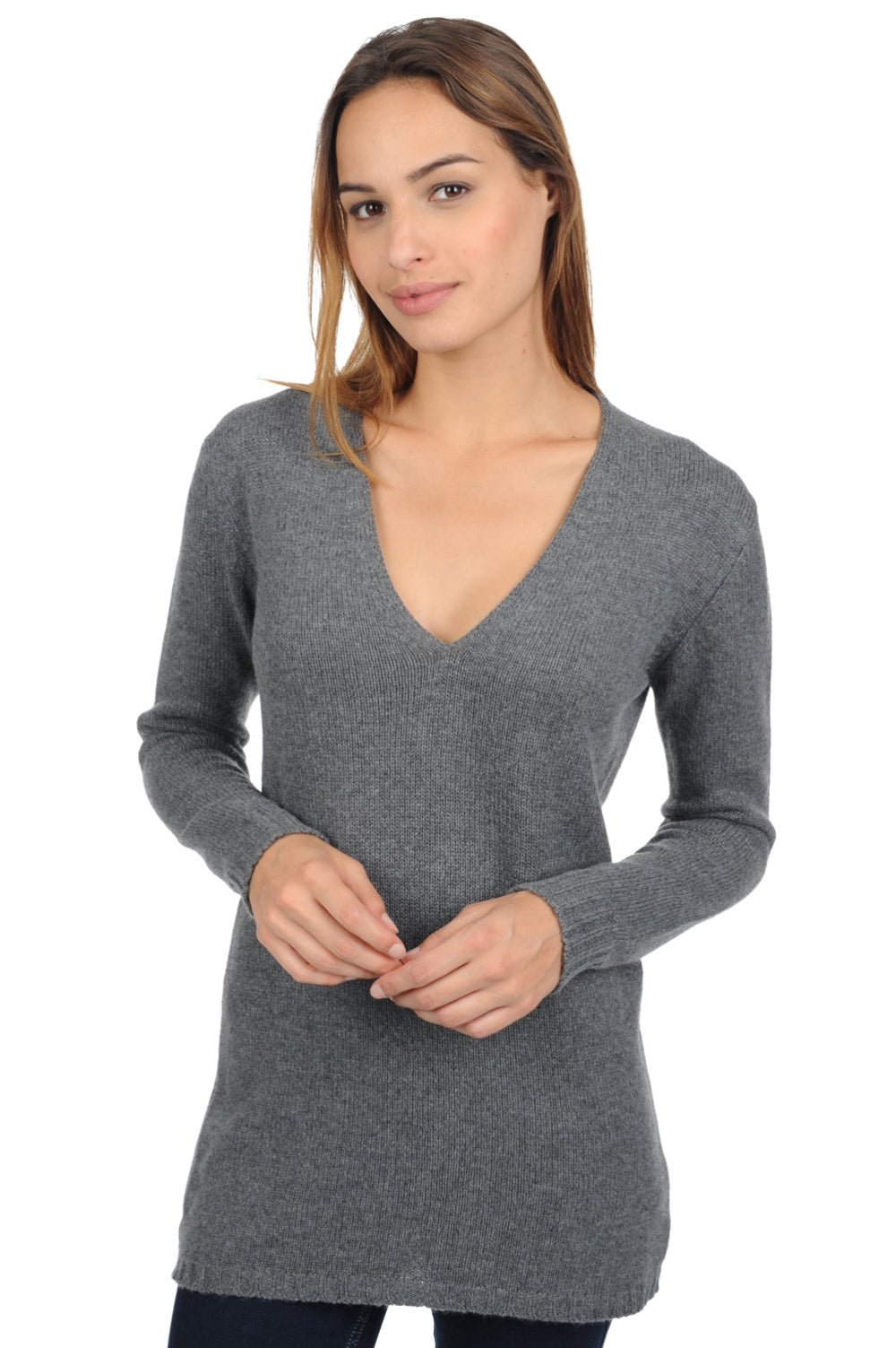 Vanessa Premium Kaschmirpullover Damen - premium graphite - Mahogany