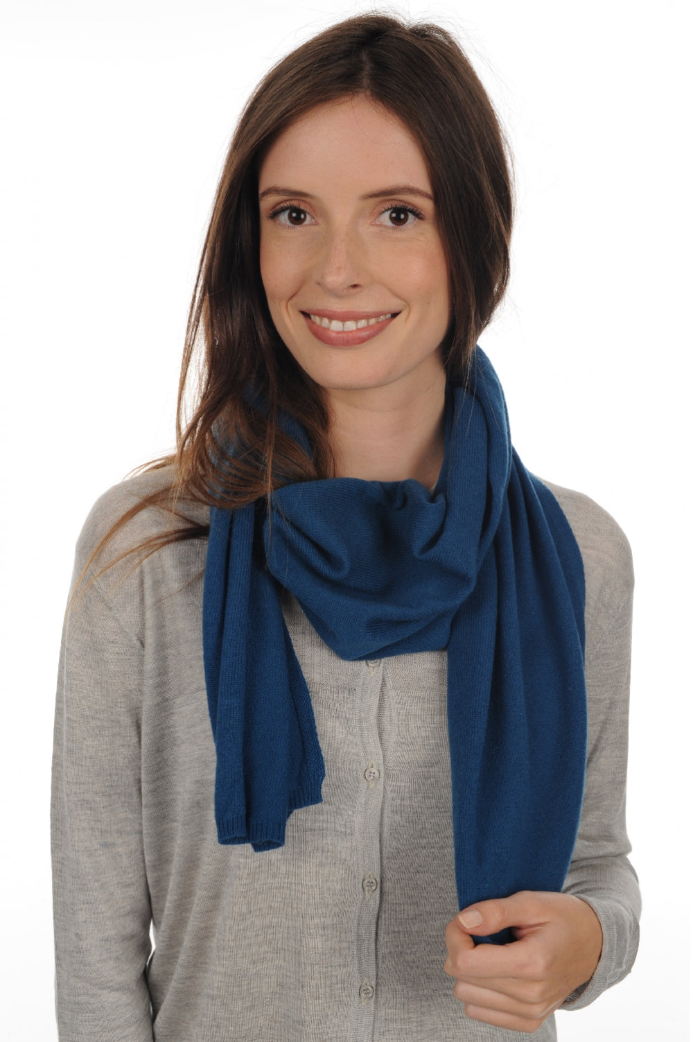 Ozone aus gemischtem Kaschmir - Entenblau - Mahogany