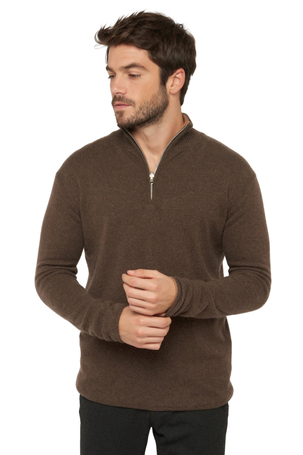 Cilio Kaschmirpullover Herren - Braun meliert / Kamel meliert - Mahogany