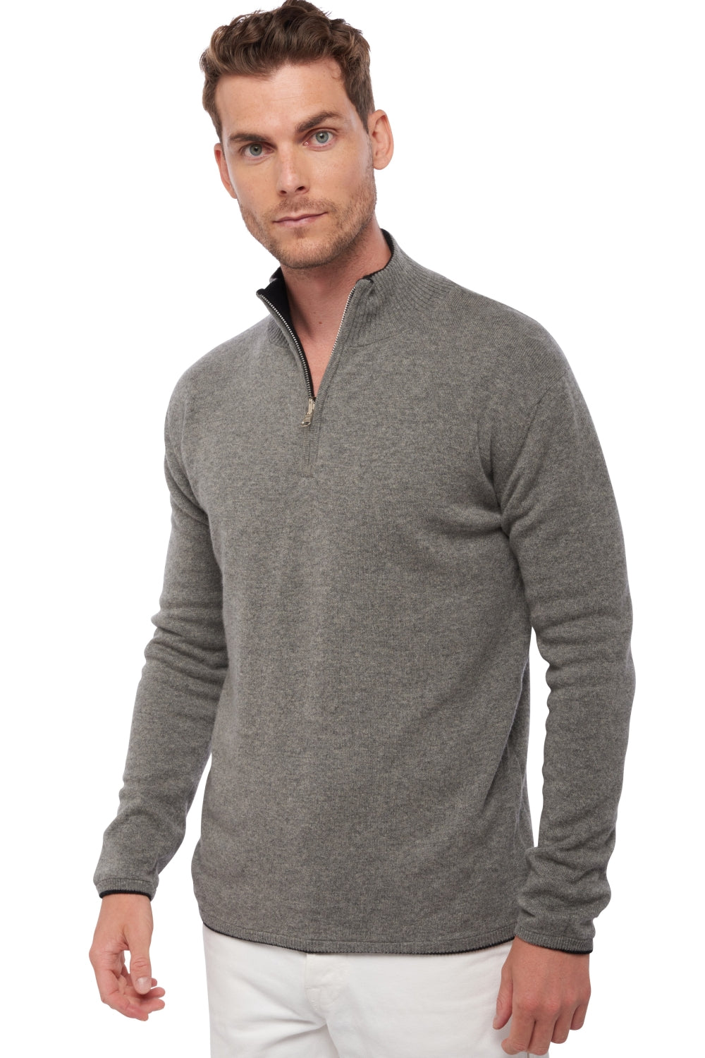 Cilio Kaschmirpullover Herren - Schwarz / Grau meliert - Mahogany