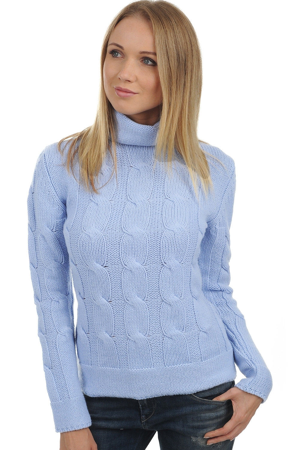 Blanche aus Kaschmir für Damen - himmelblau - Mahogany