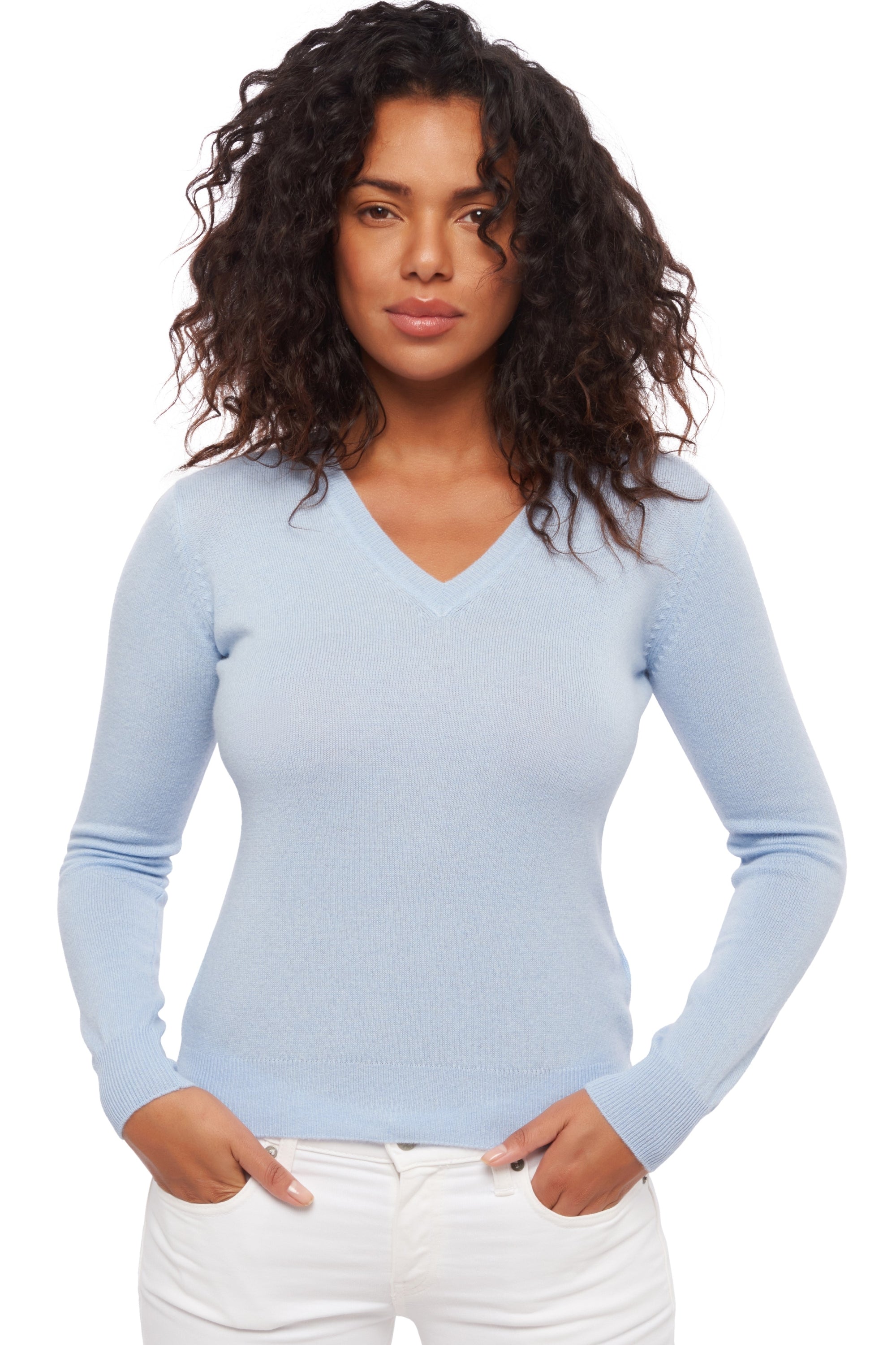 Faustine aus Kaschmir für Damen - Himmel - Mahogany