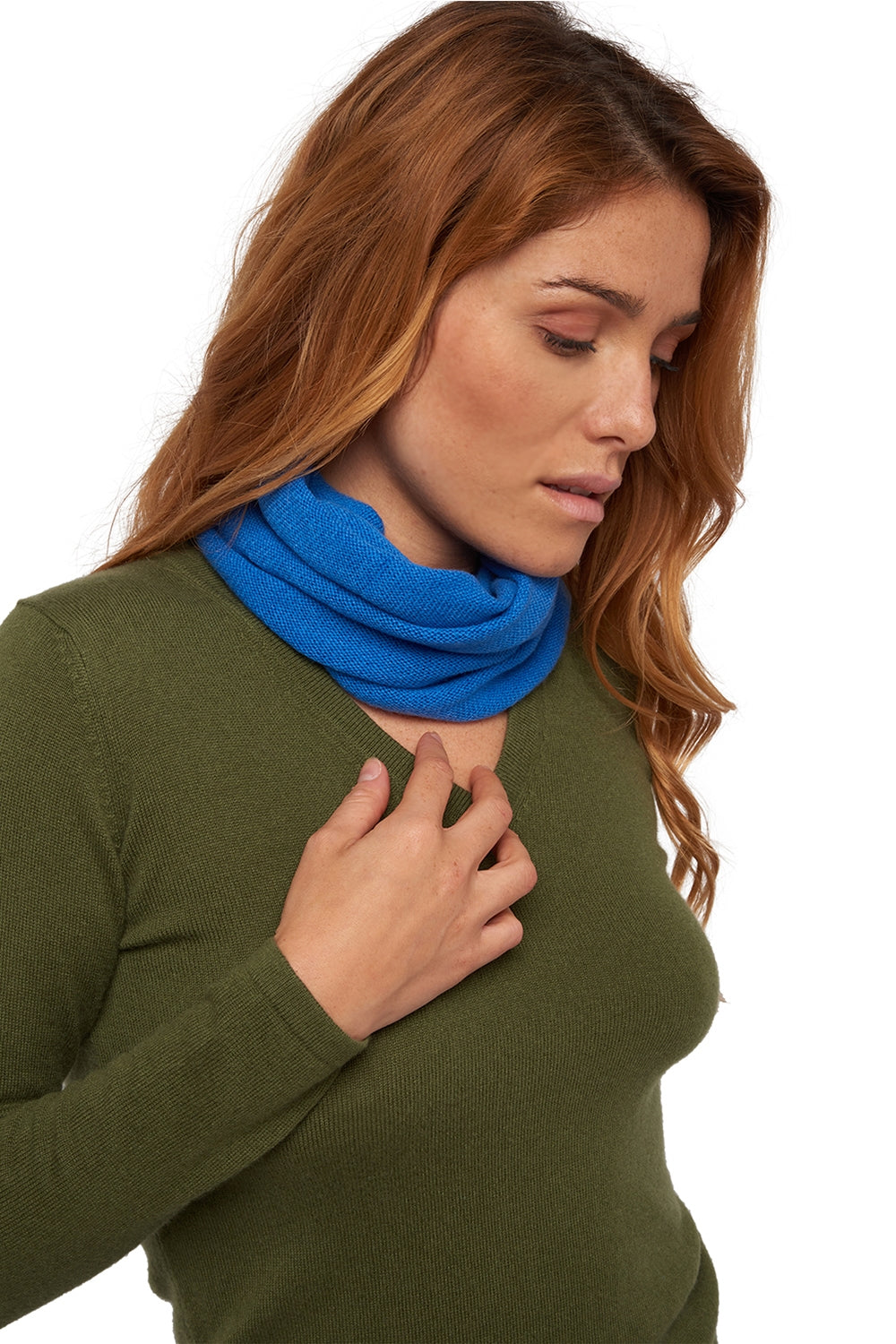 Fraise aus Kaschmir für Damen - tetbury blue - Mahogany