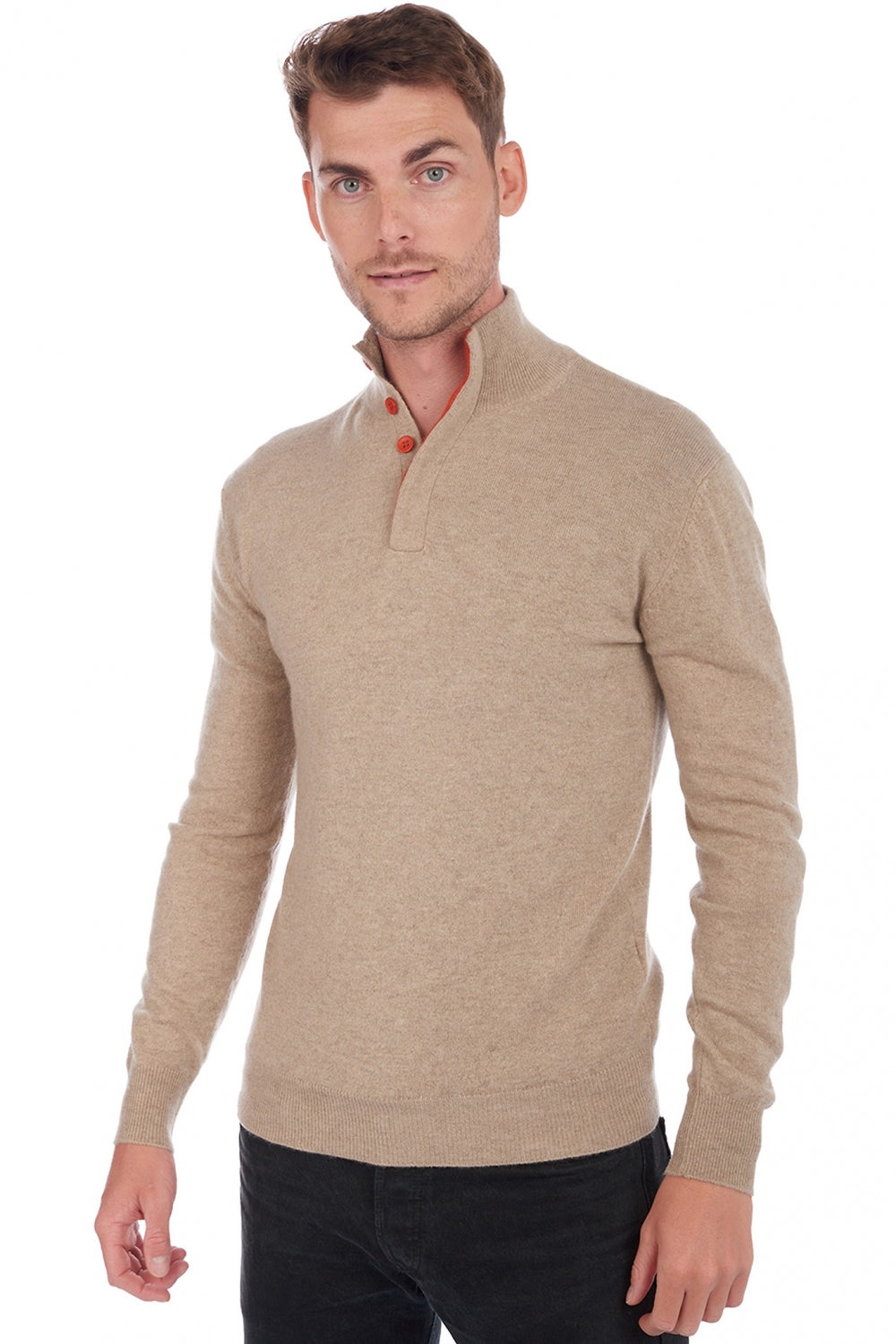 Gauvain Kaschmirpullover Herren - Natural Brown / Paprika - Mahogany