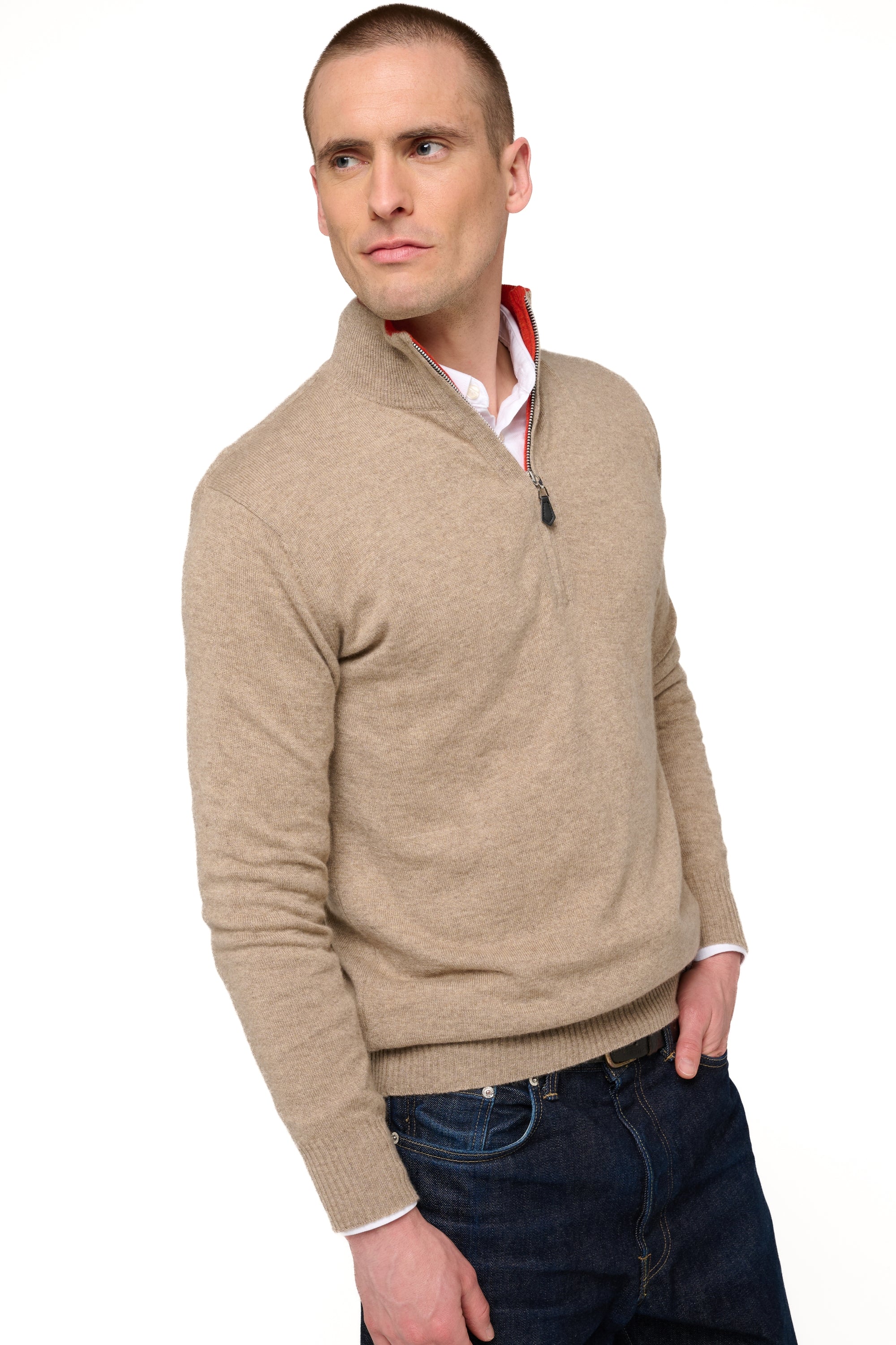 Henri Kaschmirpullover Herren - natural brown / paprika - Mahogany