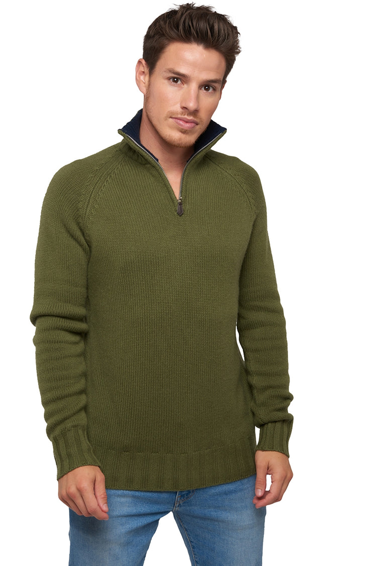Olivier aus Kaschmir für Herren - Khaki / Dunkelmarineblau - Mahogany