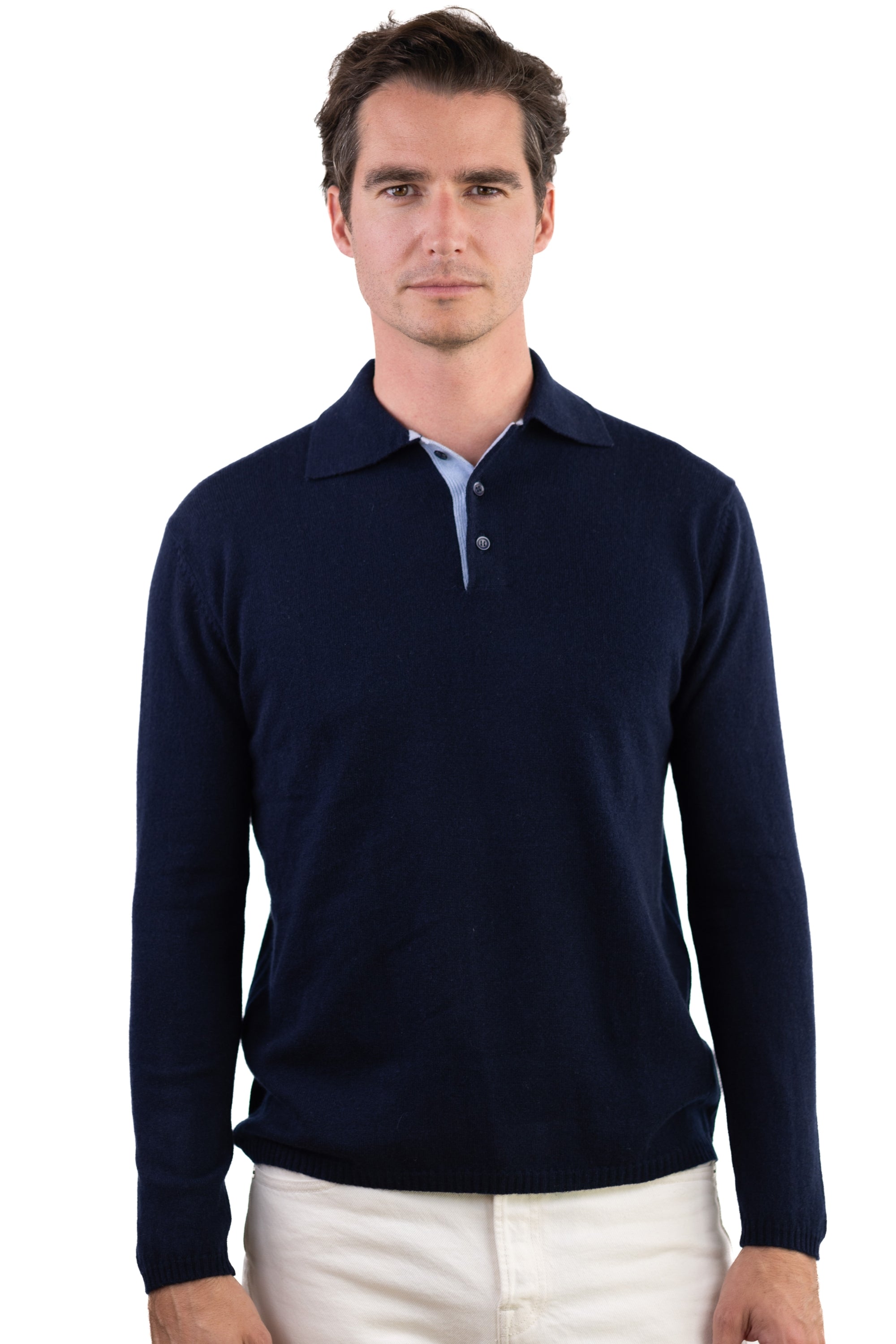 Scott aus Kaschmir für Herren - Dunkelmarineblau / Himmelblau - Mahogany