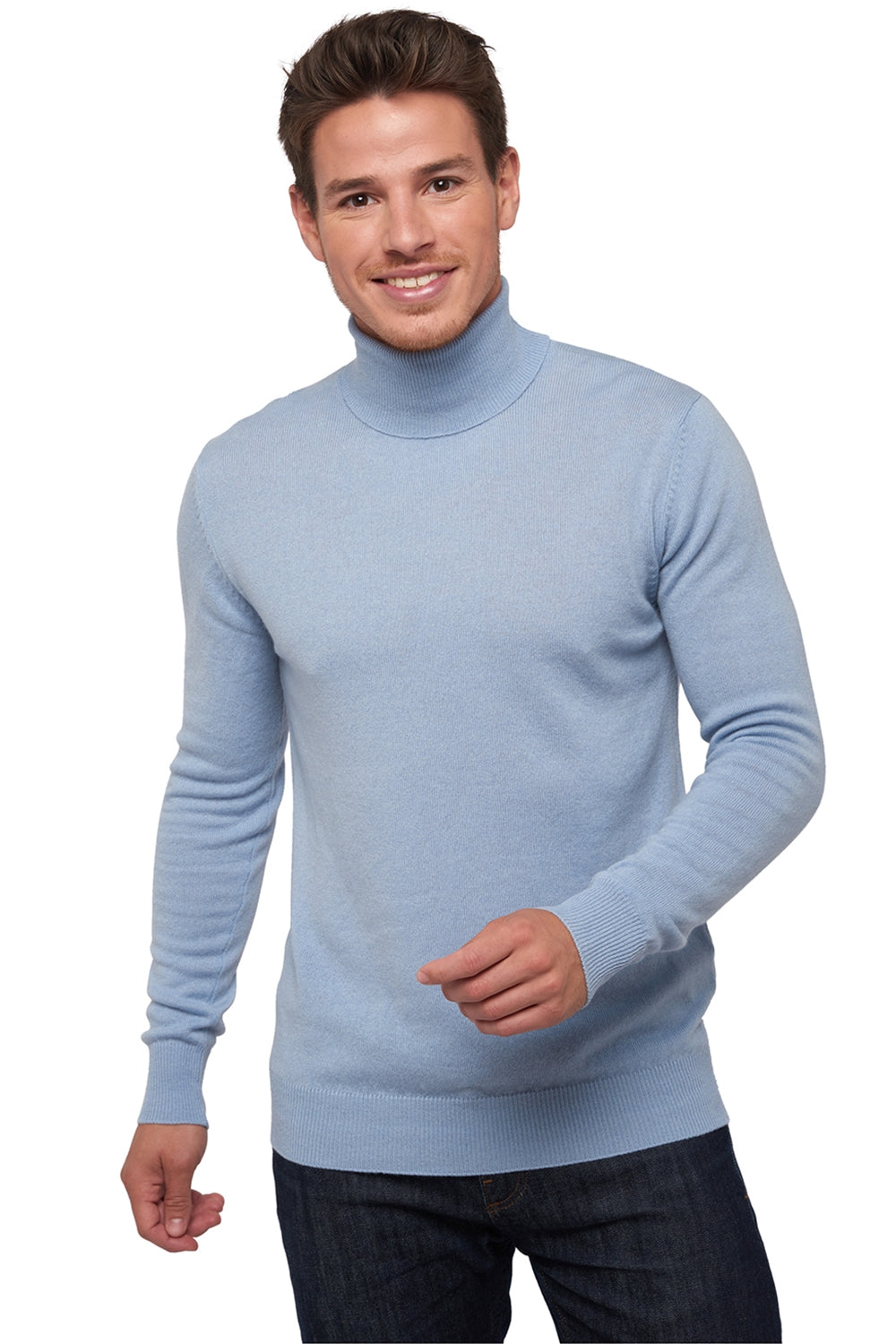 Tarry aus Kaschmir für Herren - sky blue - Mahogany