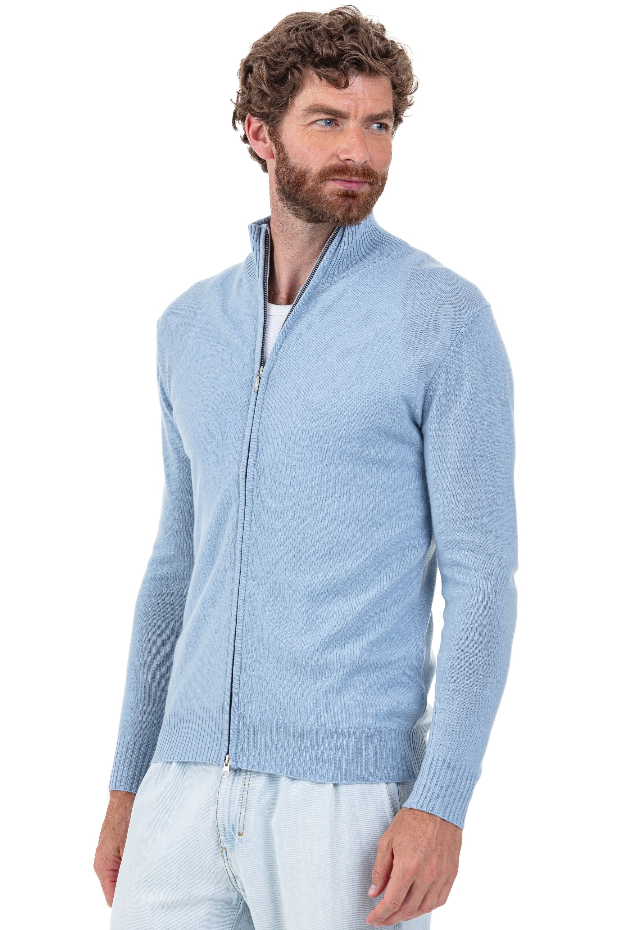 Thobias aus Kaschmir für Herren - sky blue - Mahogany