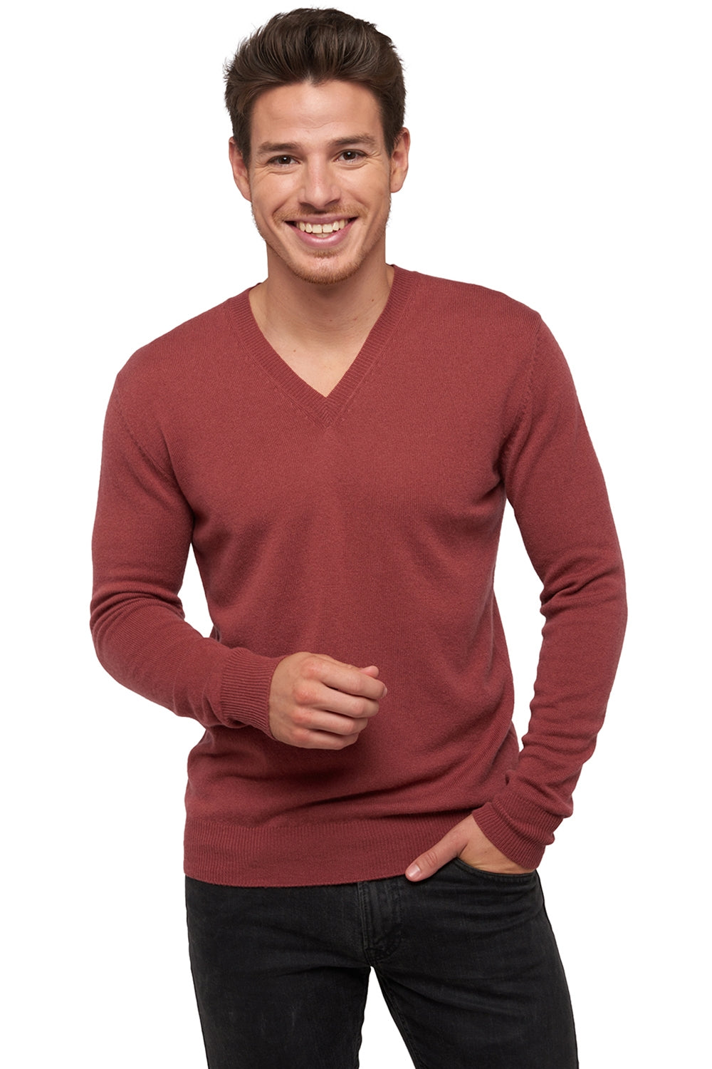 Tor Kaschmirpullover Herren - rosewood - Mahogany