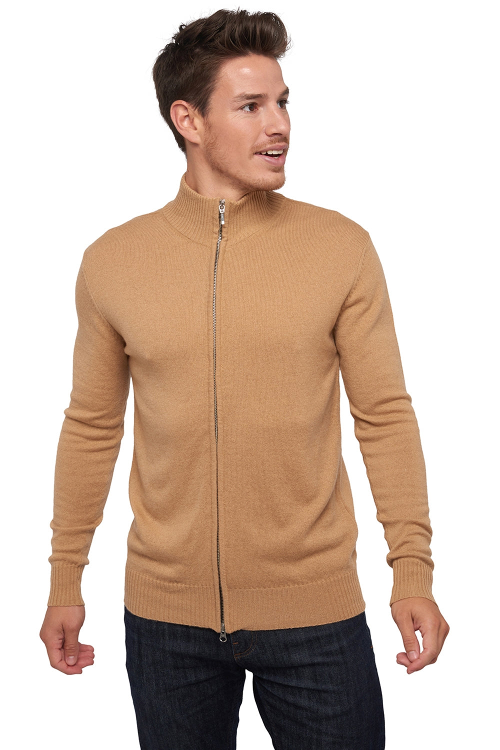Thobias aus Kaschmir für Herren - camel - Mahogany