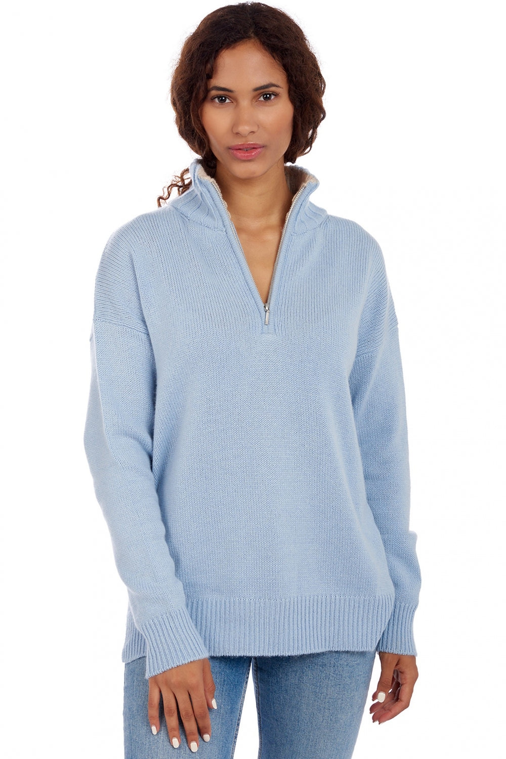 Alizette aus Kaschmir für Damen – Himmelblau – Mahogany