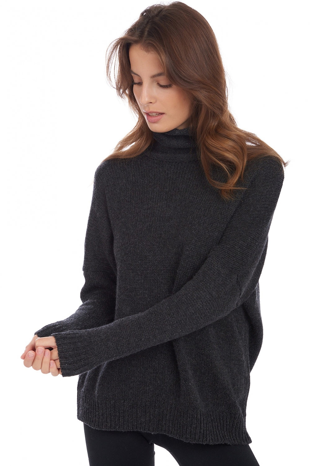 Pullover aus Kamelhaar, 100 % Kamelhaar, Damen, Rollkragen, weiter Schnitt, lange Ärmel, normal / 2 und 4 Fäden, normales Strickgewebe, Mahogany