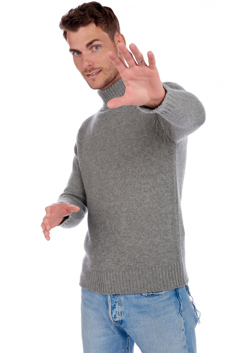 Kaschmirpullover, 100 % Kaschmir, Herren, Rollkragen, gerade Schnittform, lange Ärmel, grob / 6 Fäden und mehr, normales Strickwerk, Mahogany
