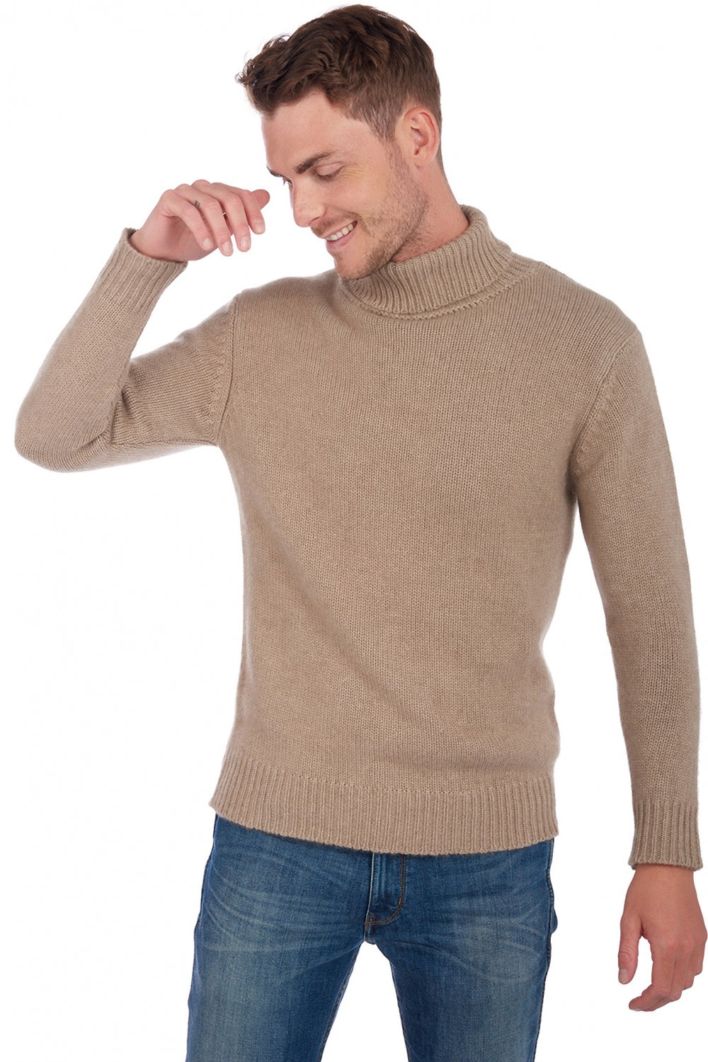 Artemi Kaschmirpullover Herren - Natural Stone - Mahogany