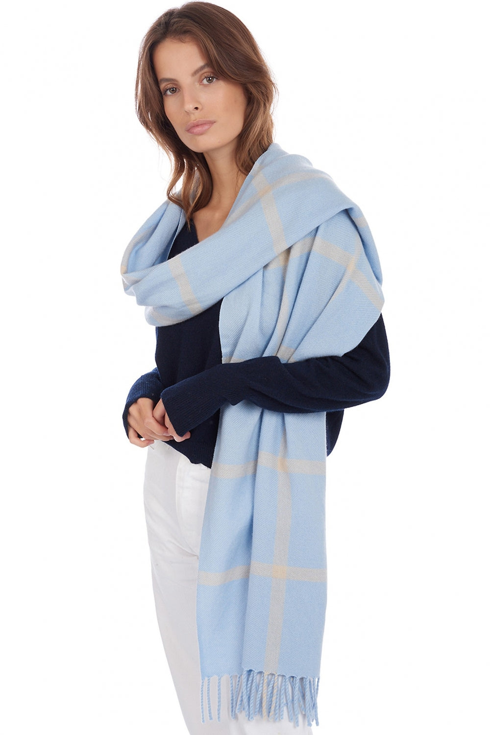 Amsterdam aus Kaschmir unisex – himmelblau / zeitloses beige – Mahogany