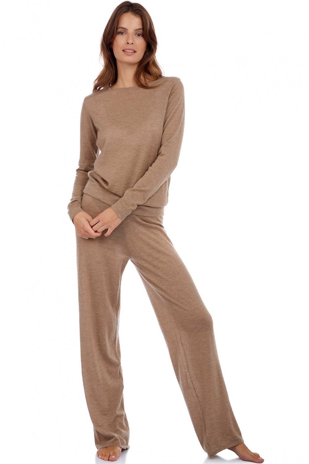 Boubou aus Kaschmirduvet für Damen - vison - Mahogany