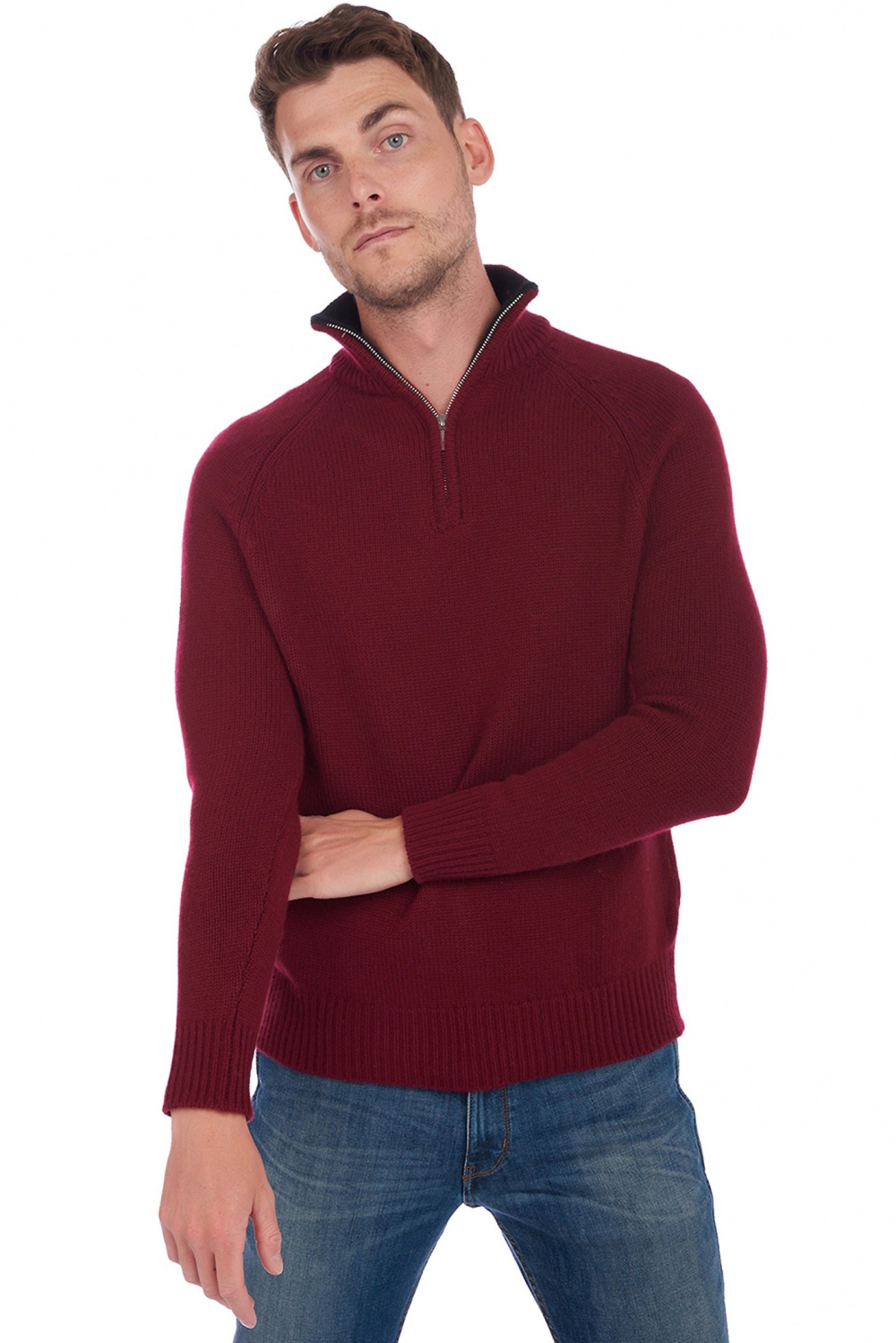 Angers Kaschmirpullover Herren - Bordeaux / Schwarz - Mahogany