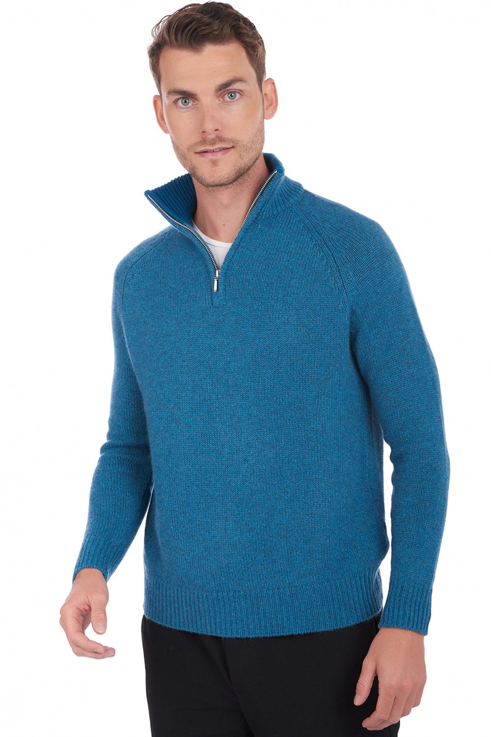 Angers Kaschmirpullover Herren - Manor Blue / Entenblau - Mahogany