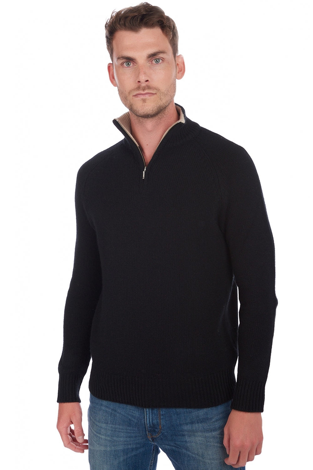 Angers Kaschmirpullover Herren - Schwarz / Zeitloses Beige - Mahogany