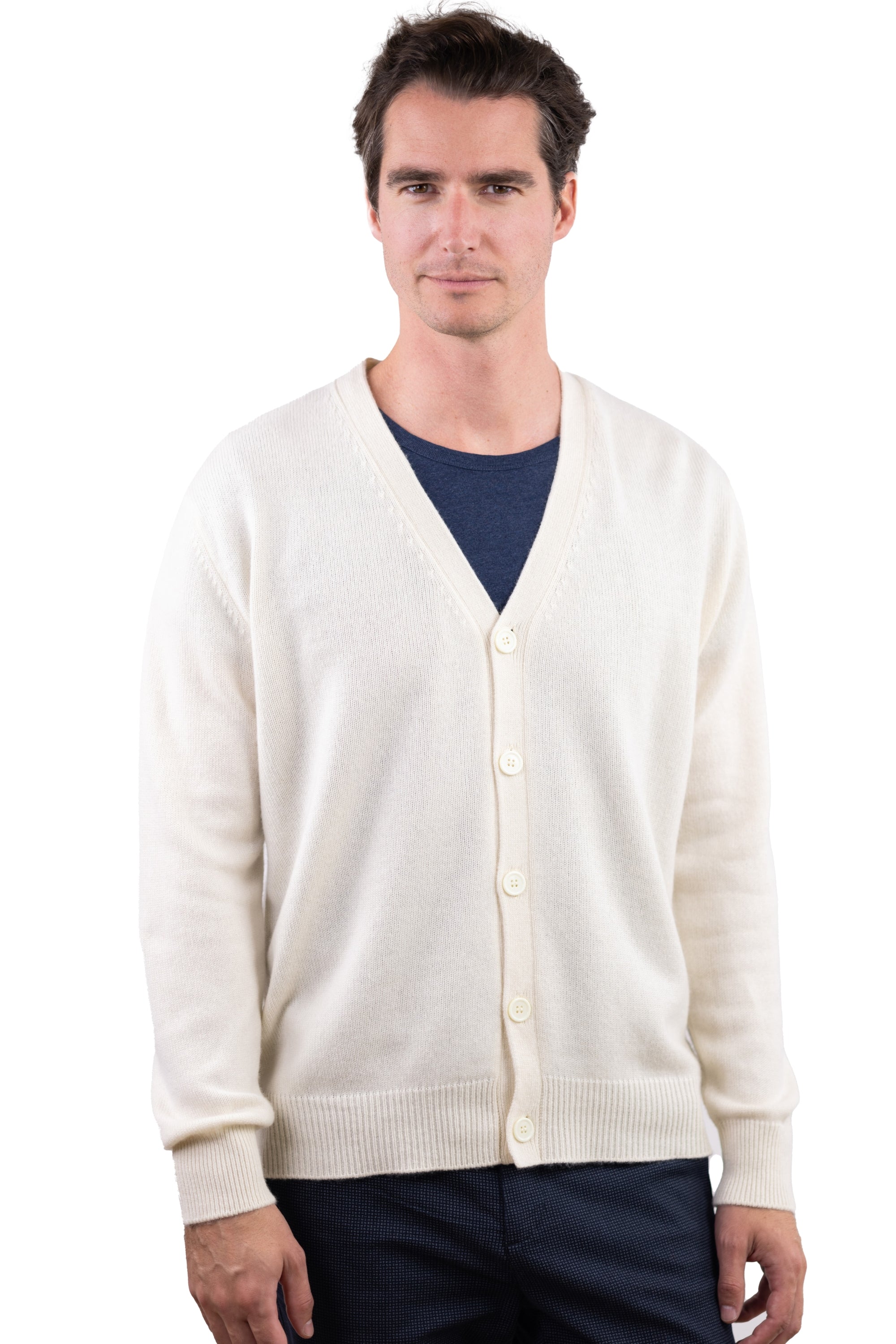 Leon aus Kaschmir für Herren - Natural Ecru - Mahogany